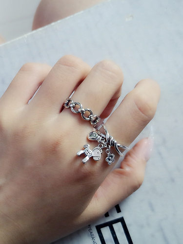 马上纯银开口招财福袋戒指