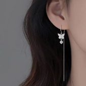 925纯银蝴蝶耳线轻奢新款 2024爆款 流苏耳钉高级感女耳饰