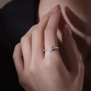 925纯银方钻链条戒指女指环尾戒关节戒高级感简约2024年新