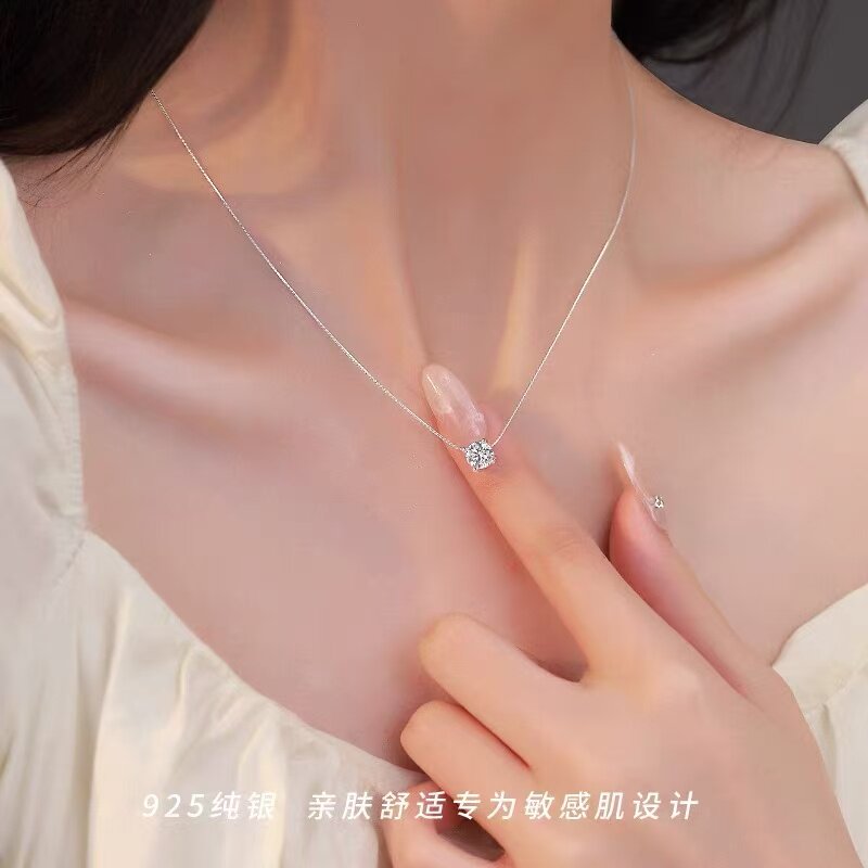 925纯银锆石蛇骨项链女2025新款轻奢小众高级感简约锁骨链