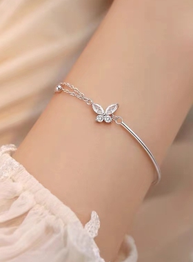 925纯银蝴蝶手链轻奢2024新爆款高级感闺蜜手镯女生小众