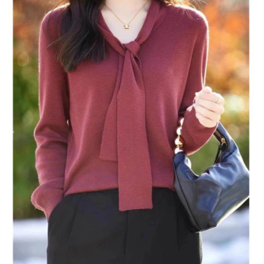 法式气质宽松薄款飘带羊绒针织衫女V领短款毛衣纯色羊毛打底衫,女装/女士精品,毛针织衫,淘宝优惠券,粉丝福利购,淘宝优惠卷