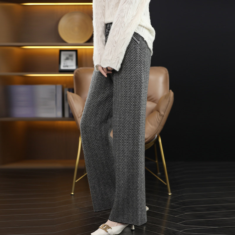 羊毛针织阔腿裤女士休闲高腰拖地裤秋冬新款加厚直筒长裤休闲百搭,女装/女士精品,休闲裤,淘宝优惠券,粉丝福利购,淘宝优惠卷