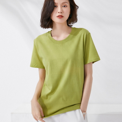 纯白色220g重磅纯棉短袖t恤夏圆领宽松百搭打底衫男女基础款大码