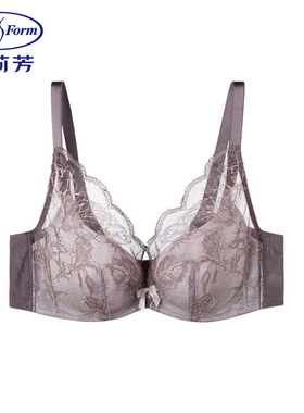 安莉芳正品内衣女士薄款列维斯蕾丝大胸显小聚拢包容文胸EB00167
