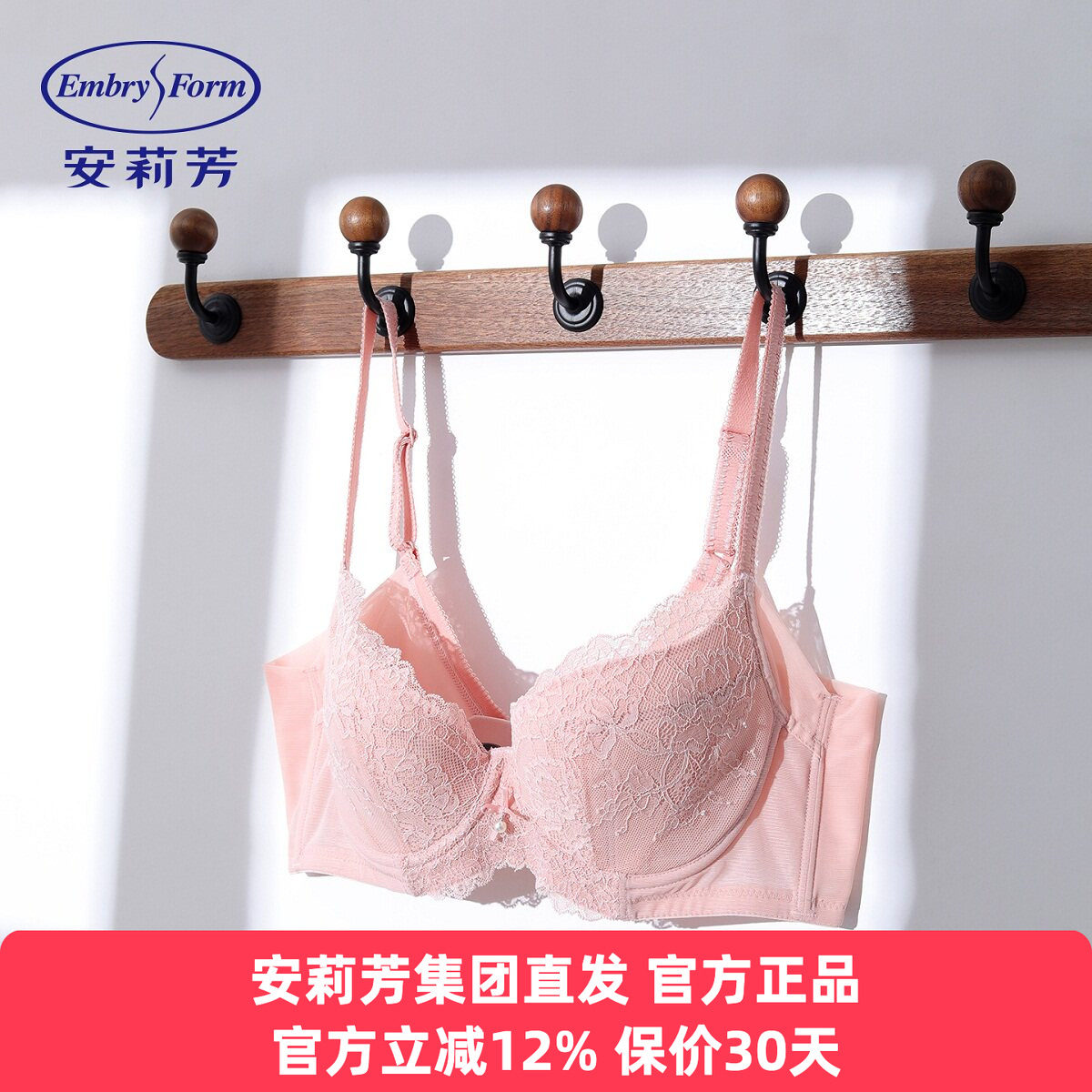 安莉芳正品内衣女收副乳聚拢花卉蕾丝蝴蝶结大胸显小文胸EB01159