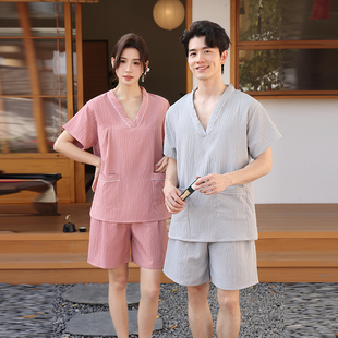 高档汗蒸服男情侣洗浴服女熏蒸按摩桑拿浴服浴衣浴裤采耳美容院