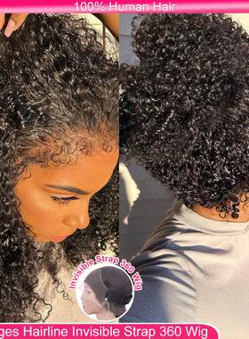 360 Full Lace Wig Raw Human Hair Deep Curly Gluelesss Wig