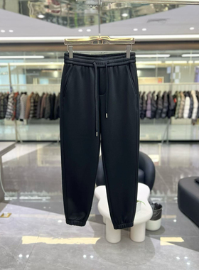 T25冬季新款男士温州欧版修身小束脚保暖加厚加绒黑色运动休闲裤