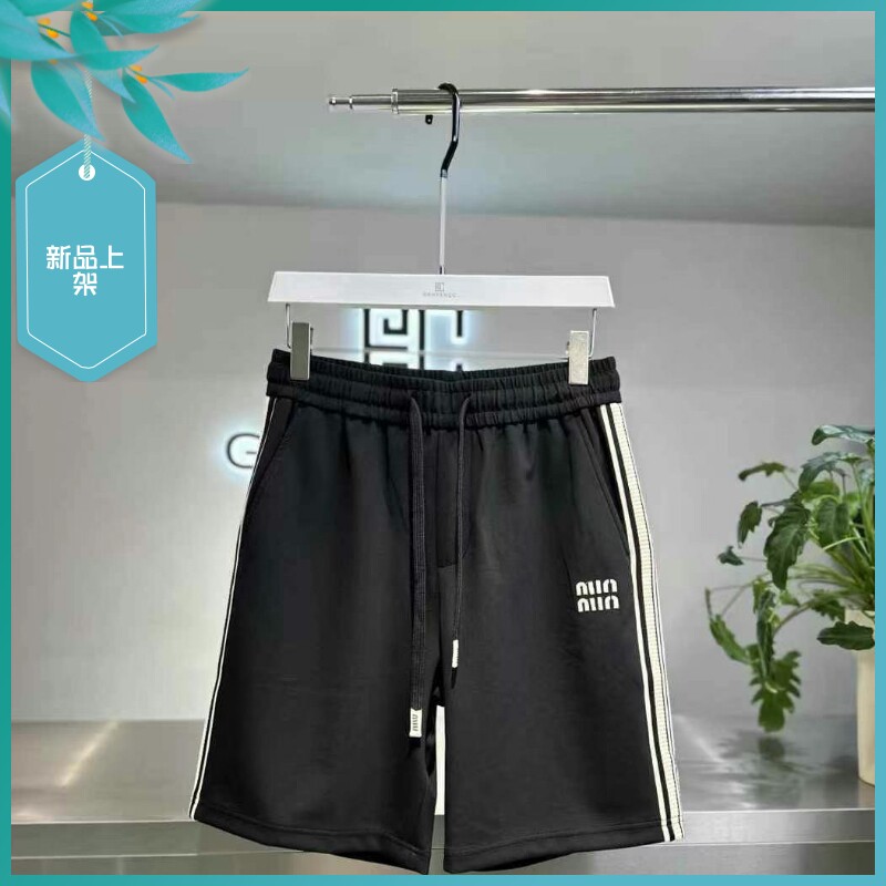 T25夏季新款男士温州欧版宽松潮刺绣条纹沙滩裤透气休闲五分短裤