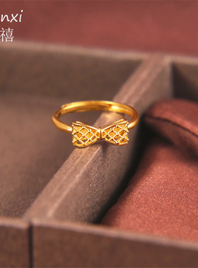 甜美仙气镂空蝴蝶结戒指