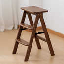 楠竹家用多功能折叠梯凳厨房吧台高板凳实木小椅子两用便携三步梯