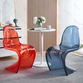 北欧简约设计师潘东椅网红透明塑料椅可叠放靠背椅化妆凳餐桌椅子