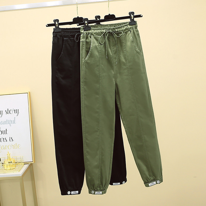 实拍春秋款大码韩版休闲女裤宽松简约工装裤胖MM显瘦哈伦九分女裤,女装/女士精品,大码裤装,淘宝优惠券,粉丝福利购,淘宝优惠卷