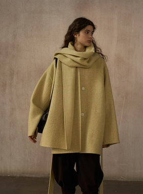 【识几】苏力羊毛蓬松柔软保暖经典直筒一手长双面尼大衣女