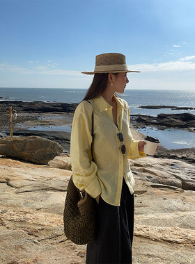 M FIVE 2026春季2月3日十三行新品后下摆扭结亚麻长袖衬衫