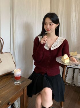 【5天内发货】诠释美25冬法式学院风甜美减龄气质软糯毛衣开衫