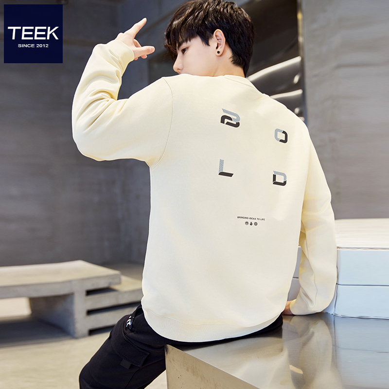 TEEK秋季重磅纯棉男装卫衣 后背个性字母印花青少年中学生长袖T恤