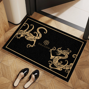 中古风入户门丝圈地垫进门玄关地毯中式 龙高级门口防滑耐脏脚垫子