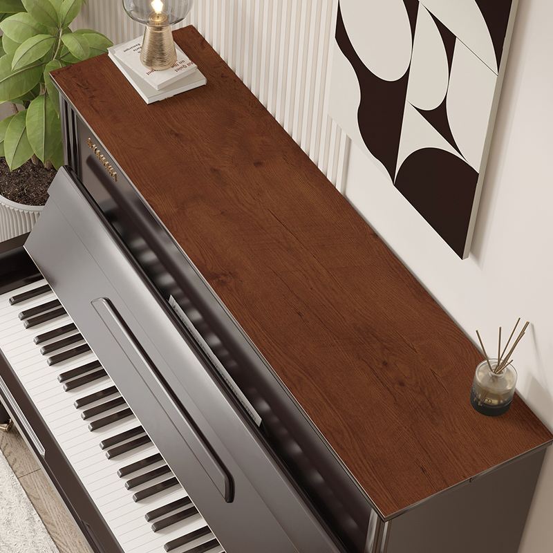 仿木纹皮革钢琴罩琴顶半盖垫长条高级感防水免洗保护垫子防尘盖布