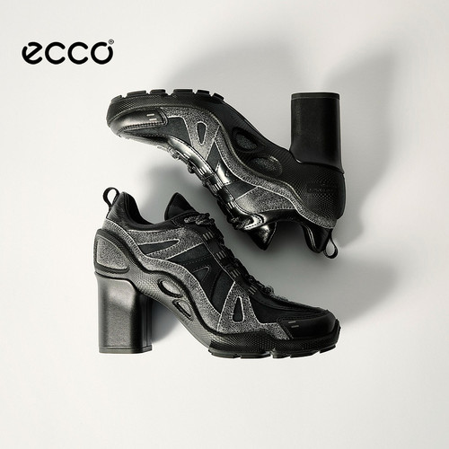 ECCO爱步时尚粗跟运动风高跟鞋