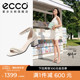 ECCO爱步一字带凉鞋女鞋 夏季新款法式气质粗跟高跟鞋 塑雅213343