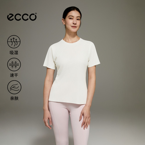 ECCO爱步短袖女 2026新款简约休闲圆领吸湿速干T恤ES263T079F