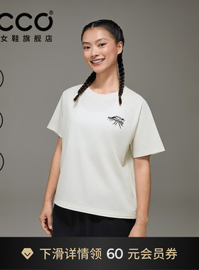 ECCO×白山联名系列 新款圆领简约休闲户外短袖T恤女EW251T005