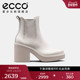 ECCO爱步靴子女 高跟粗跟短靴厚底牛皮切尔西靴皮靴 浮雕223013