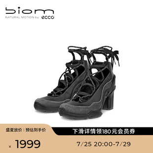 時(shí)尚 ECCO愛步女鞋 涼鞋 2025春夏新款 842833 拼接高跟系帶高跟鞋