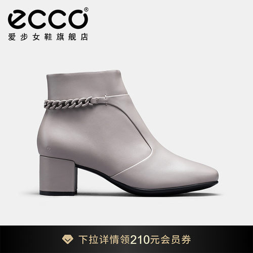 Ecco/爱步方头粗跟切尔西靴短靴