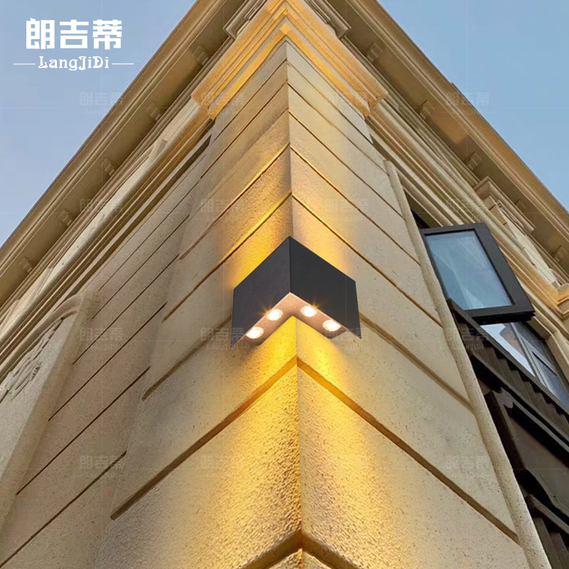 户外壁灯太阳能洗墙灯庭院别墅转角灯大门柱子两侧90°拐角墙角灯