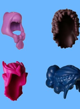 乐购拼插积木人仔软胶女孩精灵99882头发帽子头饰 33848发饰26542