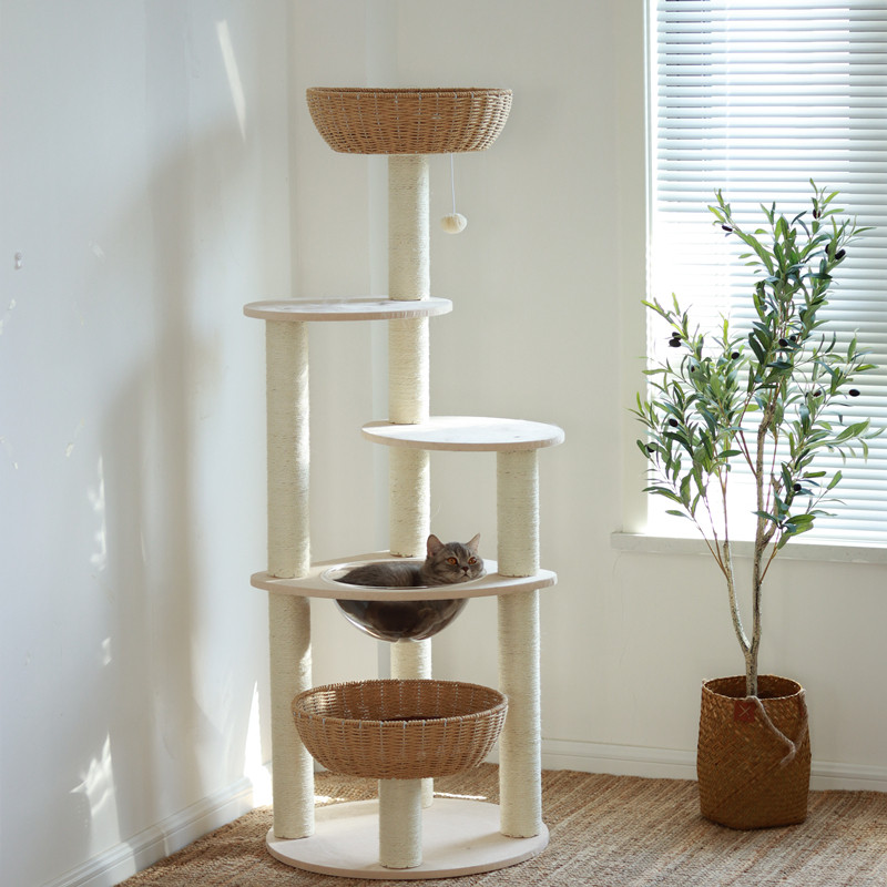 太空舱猫窝猫爬架一体猫咪攀爬透明剑麻柱子猫树四季大型多层猫笼