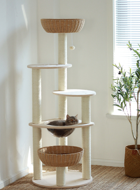 太空舱猫窝猫爬架一体猫咪攀爬透明剑麻柱子猫树四季大型多层猫笼