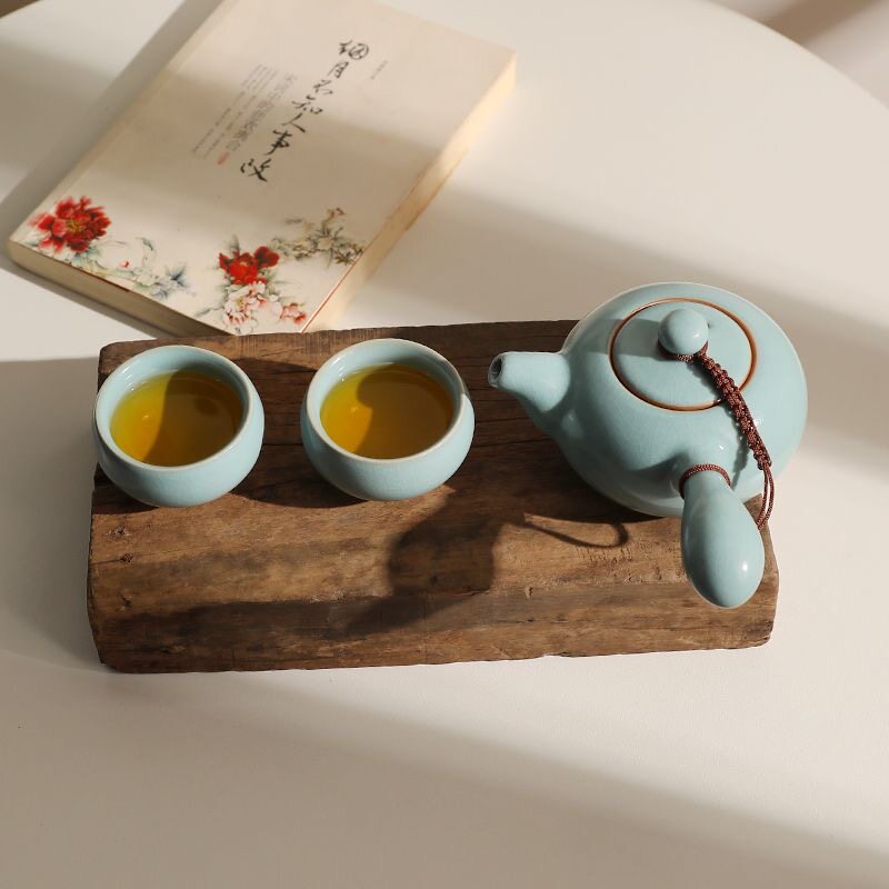 汝窑一壶二两杯球孔过滤泡茶壶茶杯套装陶瓷整套哥窑办公功夫茶具