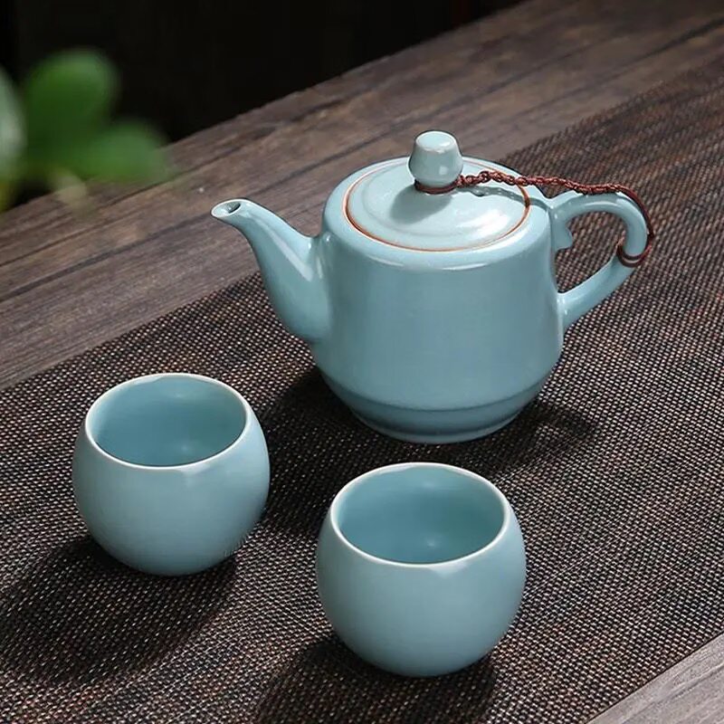 汝窑茶壶内置过滤网汝瓷开片可养功夫茶具陶瓷大号单壶红茶泡茶器