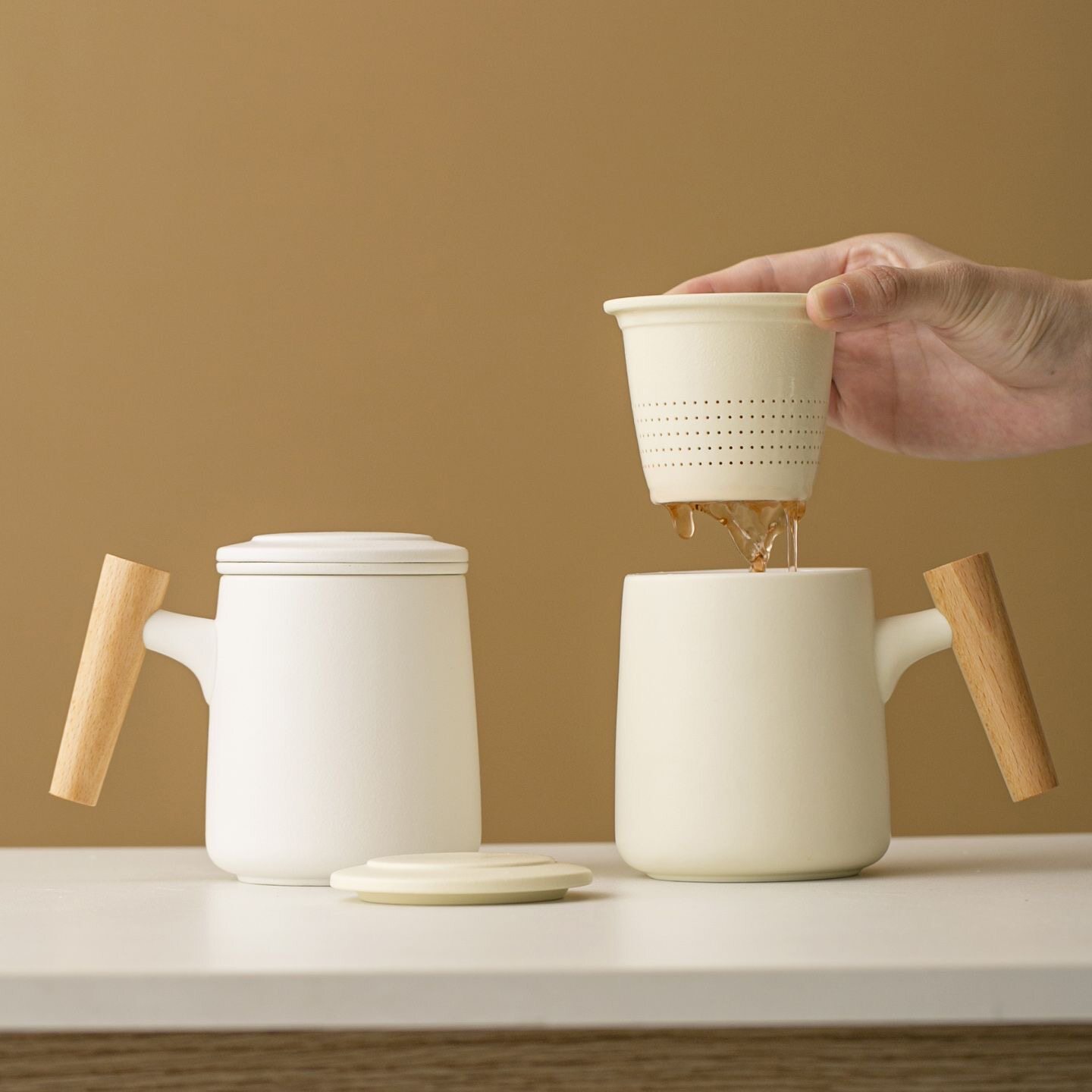 陶瓷办公茶杯个人专用过滤水杯男泡茶杯家用马克杯茶水分离杯子