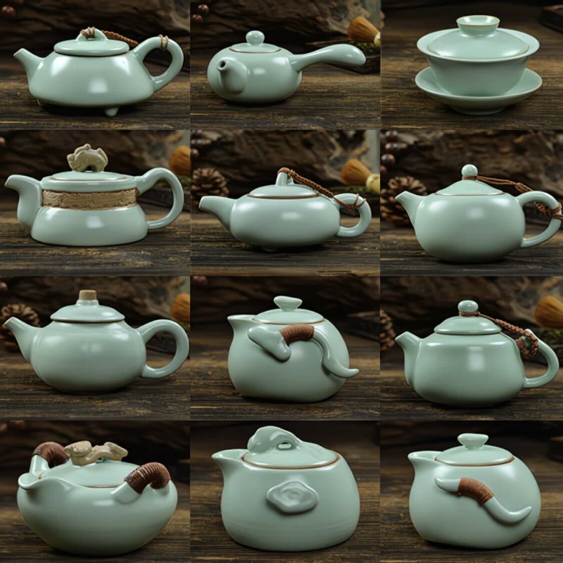 汝窑茶壶陶瓷功夫茶具茶壶汝瓷套装过滤家用小单泡壶茶具开片可养