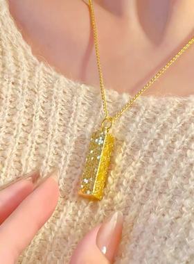 新中式爆闪碎冰冰四方来财项链