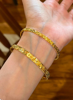 金色碎冰冰手镯新中式吉言手环
