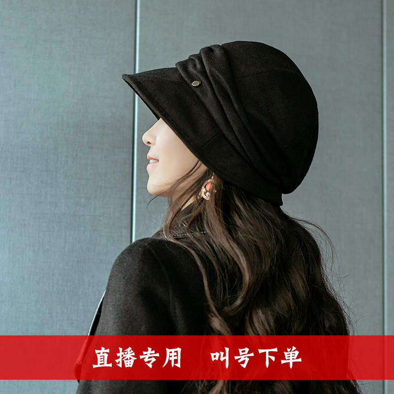 英伦风礼帽羊毛呢女士秋冬保暖