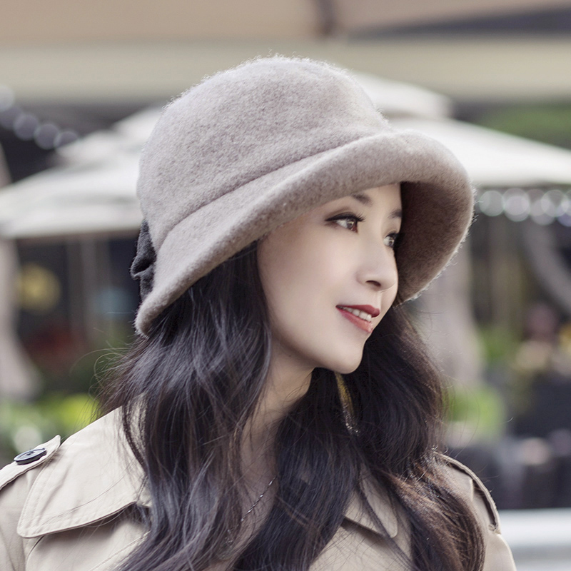 帽子女秋冬百搭圆脸显脸小盆帽时尚洋气保暖女士冬季羊毛渔夫帽冬