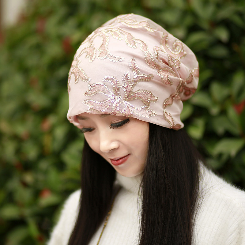 帽子女韩版潮百搭夏季薄款时尚女士蕾丝头巾包头帽月子帽产后防风