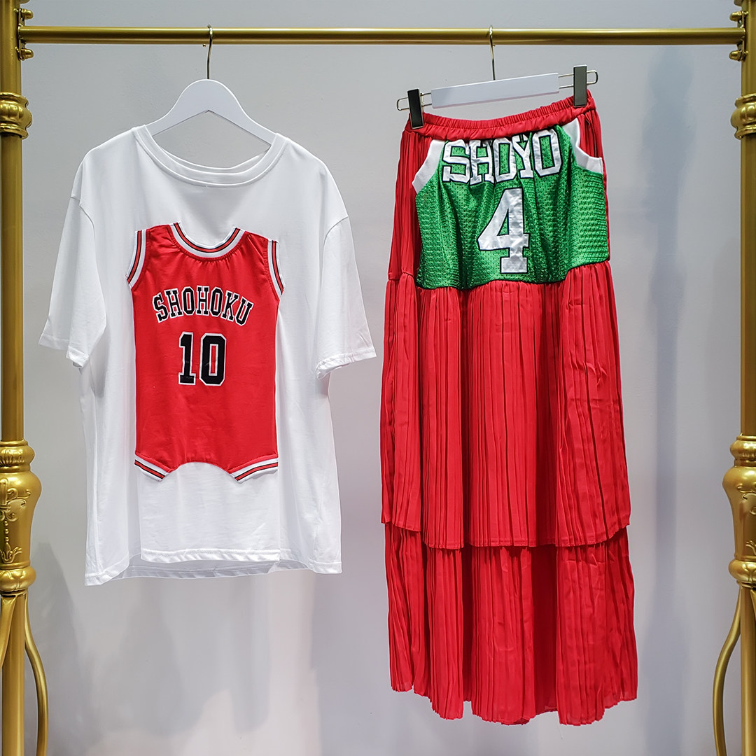 10号球衣拼接背心宽松T恤百褶裙套装网红同款L77street街拍两件套|ruв категории Женская одежда, костюм/студенты школьную форму/обмундирования, Другие костюм - от Buy2taobao.com для оказания профессиональной услуги покупки агента Taobao