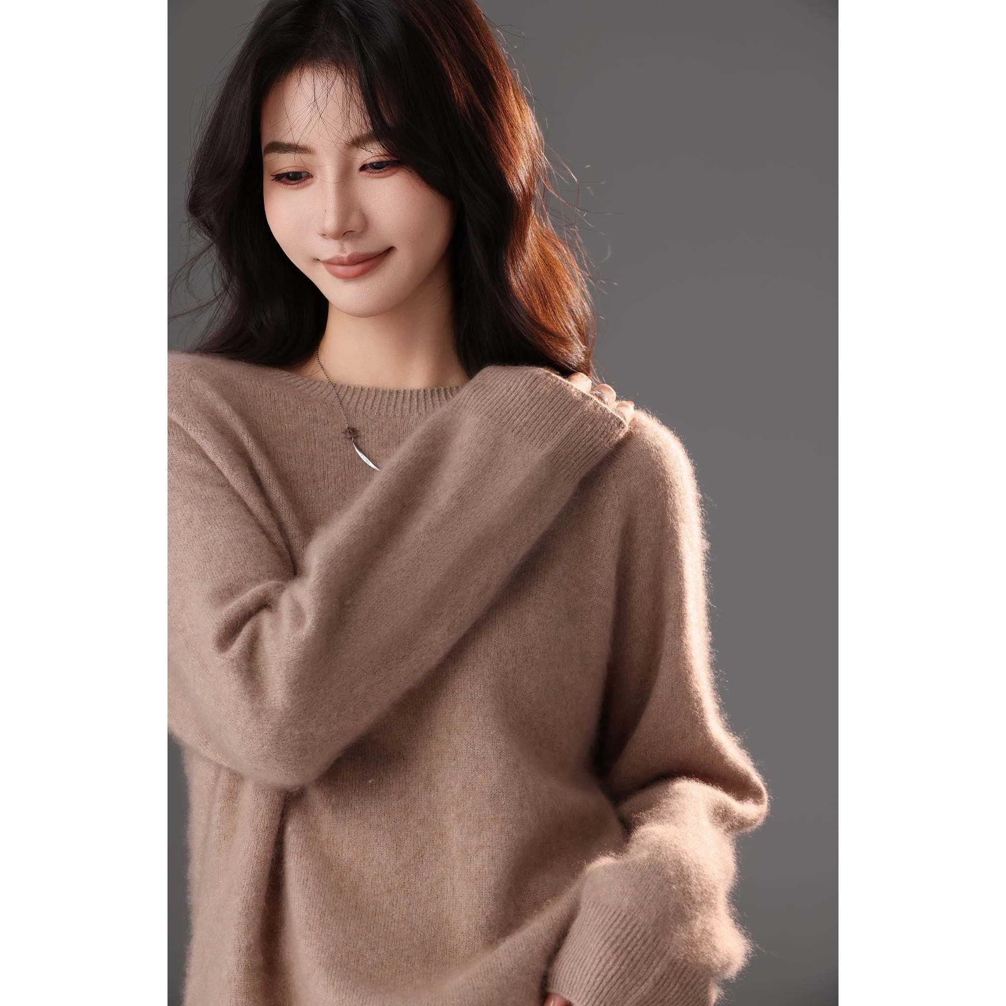 软糯圆领羊毛羊绒衫女秋冬保暖