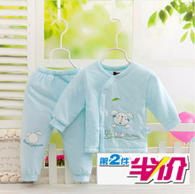 18新款春秋季婴幼儿萌宝棉衣套装纯棉宝宝开衫棉袄棉裤两件套薄款