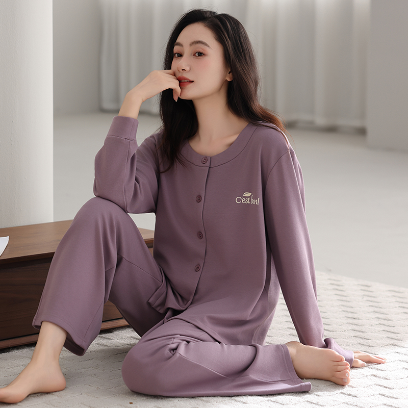 芬腾可安春秋季女士莫代尔睡衣加厚磨毛高级感女款可外穿家居服装