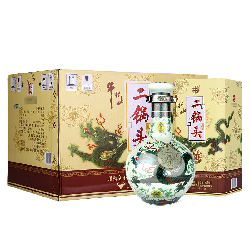 牛栏山二锅头青龙46度珍品三十500ml*6瓶清香型白酒 包邮