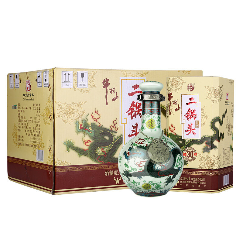 牛栏山二锅头青龙53度珍品三十500ml*6瓶清香型白酒包邮